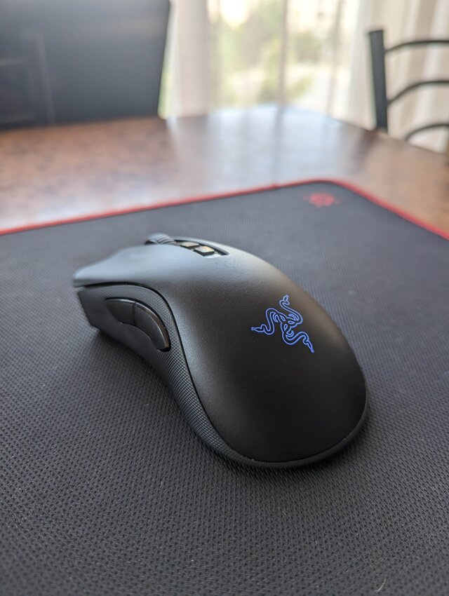 Souris gaming sur tapis - illustration prise en main