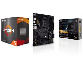 Le processeur AMD - Ryzen 5 5600X - 3,7/4,6 GHz + Carte mère Asus B550-PLUS TUF GAMING à 399.99€