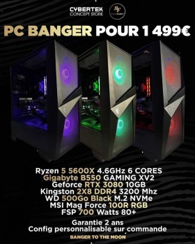 Black Friday : PC Gamer Banger à 1499€ avec Ryzen 5600x / 16Go RGB / RTX 3080 OC