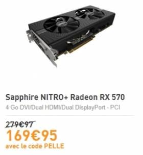 Sapphire Nitro + RX 570 4Go à 129.95€